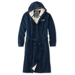 LL Bean Mens Rugby Robe Fleece Lined M Navy Blue